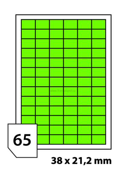 Print etikety 38x21,2 mm fluorescentní zelené