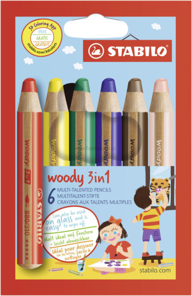 Pastelky STABILO Woody 3v1, 6 sada