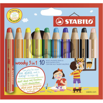 Pastelky STABILO Woody 3v1, 10 sada