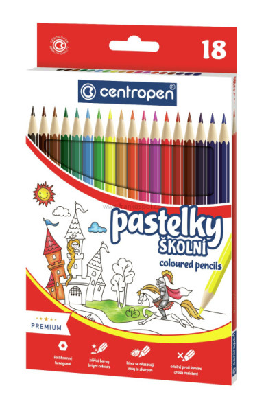 Pastelky CENTROPEN 18 barev, šestihranné