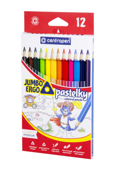 Pastelky CENTROPEN Jumbo 12 barev, trojhranné