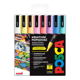 Akrylový popisovač UNI POSCA PC-3M, pastelové barvy, sada 8 ks