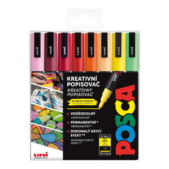 Akrylový popisovač UNI POSCA PC-3M, Summer, sada 8 ks