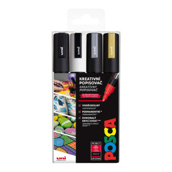 Akrylový popisovač UNI POSCA PC-5M, sada 4 ks