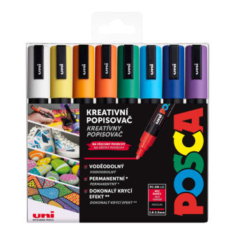 Akrylový popisovač UNI POSCA PC-5M,  sada 16 ks