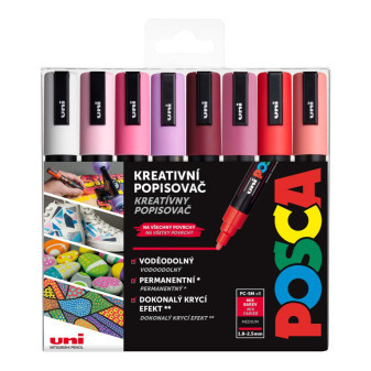 Akrylový popisovač UNI POSCA PC-5M, Love, sada 8 ks