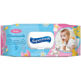 Vlhčené ubrousky SUPERFRESH Chamomile, pro děti