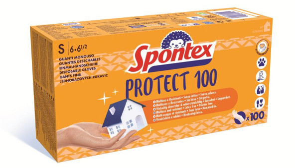 Jednorázové rukavice SPONTEX Protect 100, vinylové, vel. S