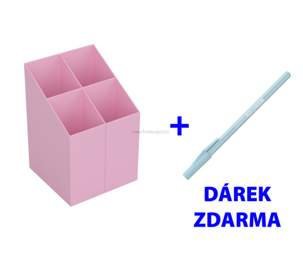 Stojánek na tužky ICO Quadrate, pastelově růžový