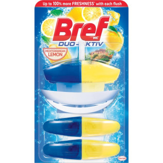 Tekutý WC blok BREF Duo-Aktiv, 3 x 50 ml, Mediterranean lemon