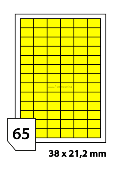 Print etikety 38x21,2 mm fluorescentní žluté