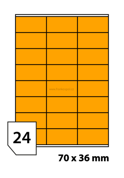 Print etikety 70x36 mm fluorescentní oranžové