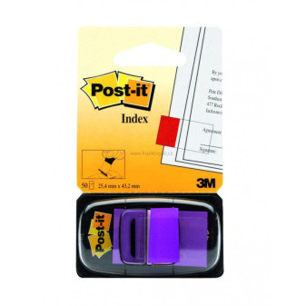 Samolepicí plastové záložky 3M Post-it Index, 43,2 x 25,4 mm, 50 lístků, fialové