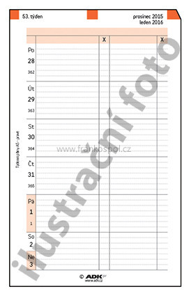 Náplň do diářů ADK - Sada A5 pro týdenní plánování, pravý