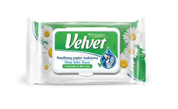 Vlhčený toaletní papír VELVET Camomile & Aloe Vera 42 ks