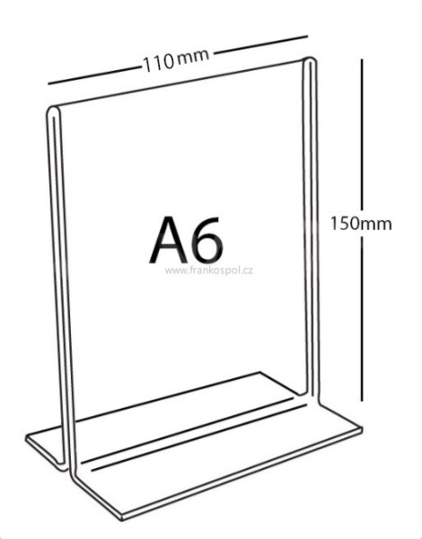 Plexi stojánek "T", A6, na výšku