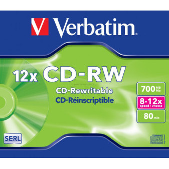 CD-RW Verbatim SERL Scratch Resistant 700MB 12x, jewel box 1 ks