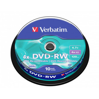 DVD-RW Verbatim SERL Matt Silver 4.7GB 4x, cake box 10 ks