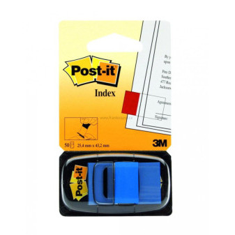 Samolepicí plastové záložky 3M Post-it Index, 43,2 x 25,4 mm, 50 lístků, modré