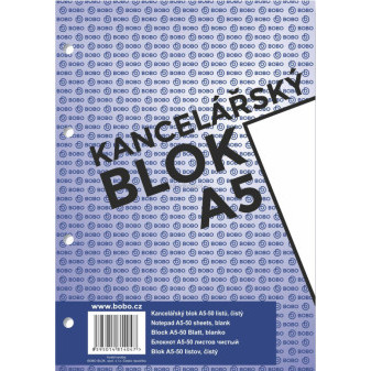 Kancelářský blok BOBO s děrováním, A5, čistý