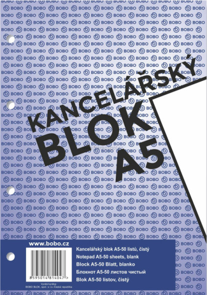 Kancelářský blok BOBO s děrováním, A5, čistý