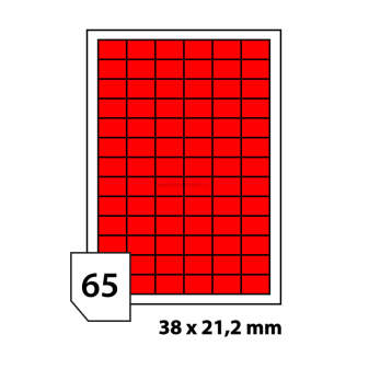 Print etikety 38x21,2 mm fluorescentní červené