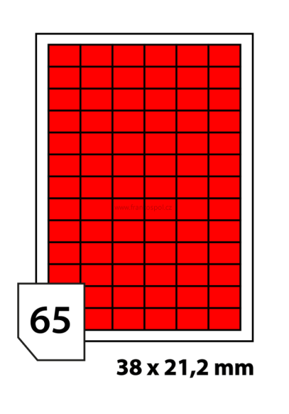 Print etikety 38x21,2 mm fluorescentní červené
