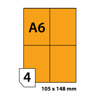 Print etikety 105x148 mm fluorescentní oranžové