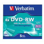 DVD-RW Verbatim SERL Matt Silver 4.7GB 4x, jewel box 1 ks