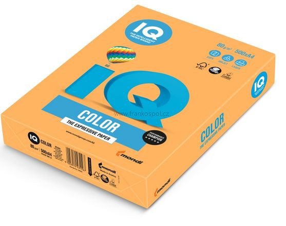 Barevný papír IQ COLOR, A4, 80g, neon. oranžový