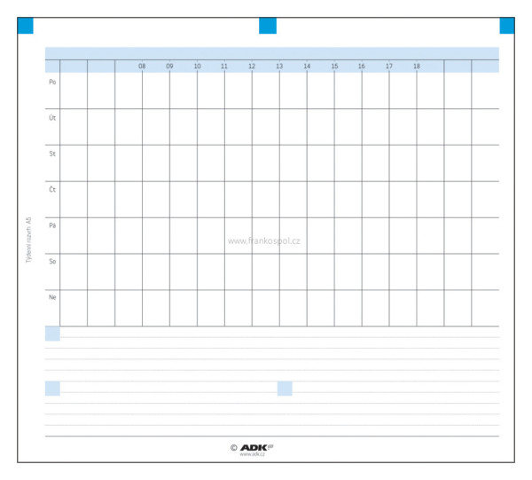 Náplň do diářů ADK - Týdenní rozvrh A5 (4 dvojlisty)