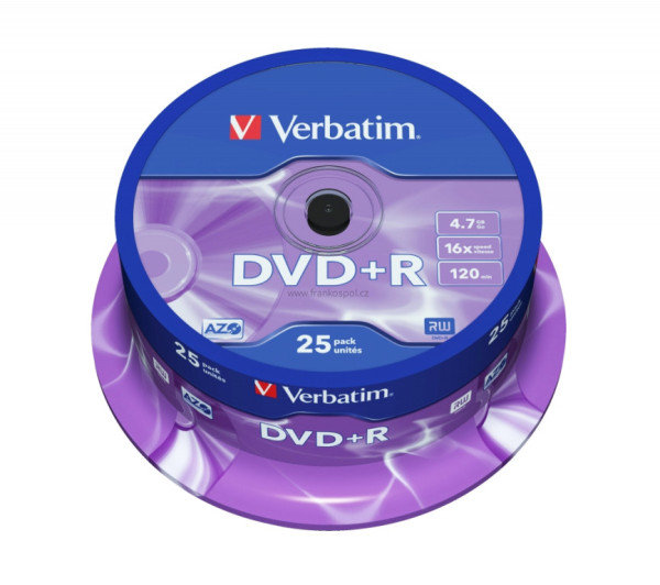 DVD+R Verbatim AZO Matt Silver 4.7GB 16x, cake box 25 ks