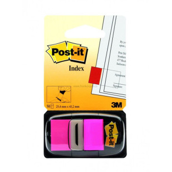 Samolepicí plastové záložky 3M Post-it Index, 43,2 x 25,4 mm, 50 lístků, růžové