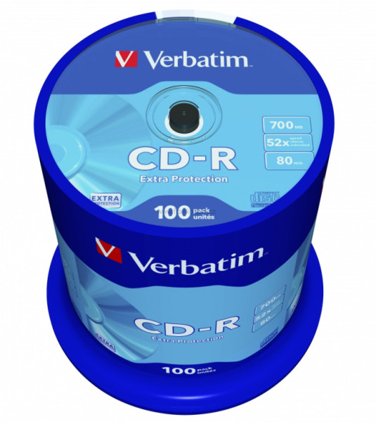 CD-R Verbatim Extra Protection 700MB 52x, cake box 100 ks